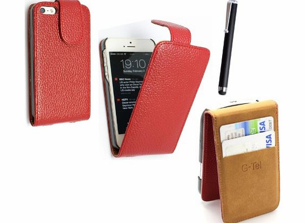 GSDSTYLEYOURMOBILE {TM} APPLE IPOD TOUCH 4 4TH GEN PU LEATHER MAGNETIC FLIP CASE COVER + STYLUS (Genuine Red Leather)